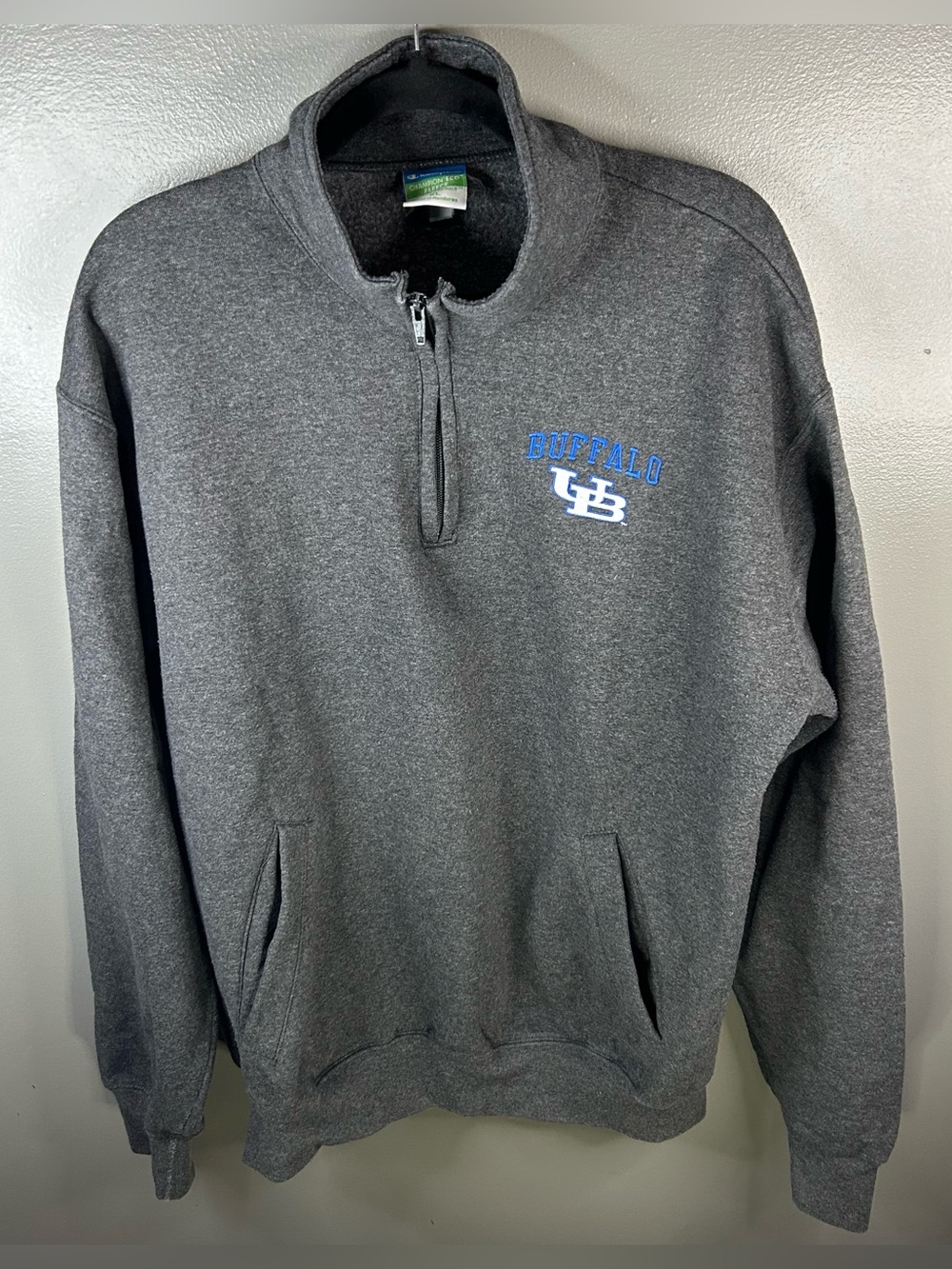 Champion University at Buffalo Bulls Grey Quarter Zip Sweatshirt Size XL